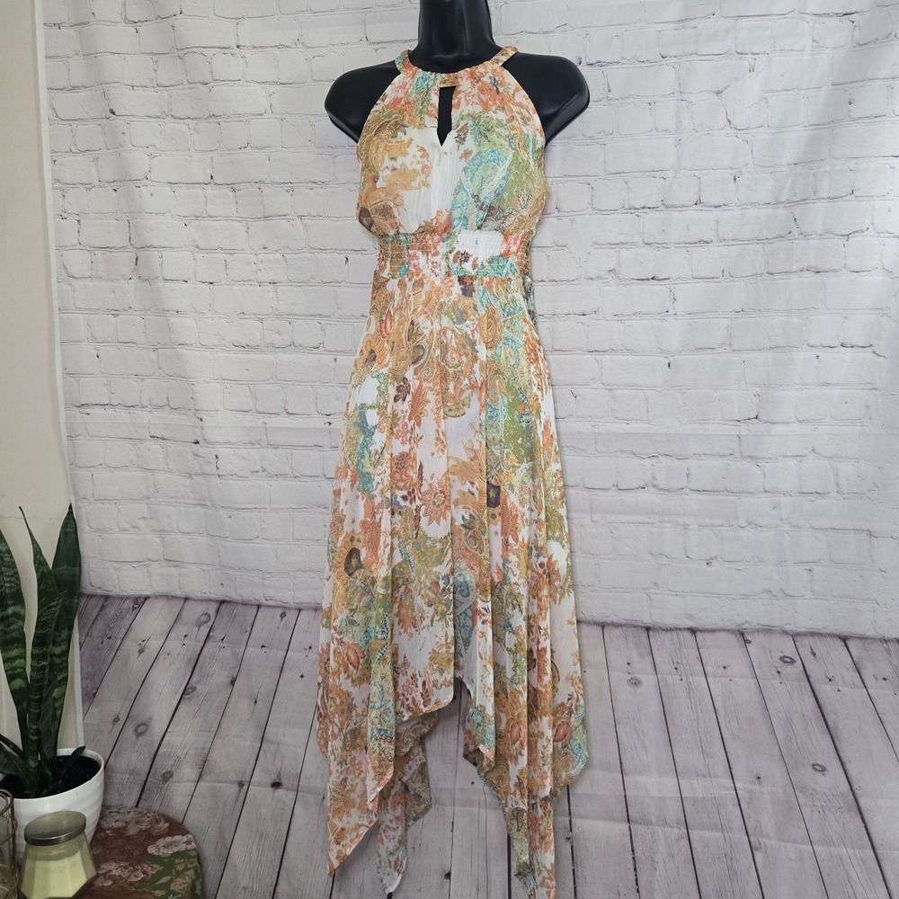 Chiffon Hanky Hen Euro Fairy Dress Womens Size S Romantic Goddess Boho Cottage